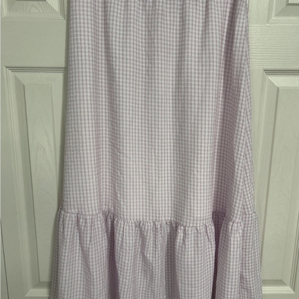 Skies Are Blue Lavender Gingham Maxi Skirt